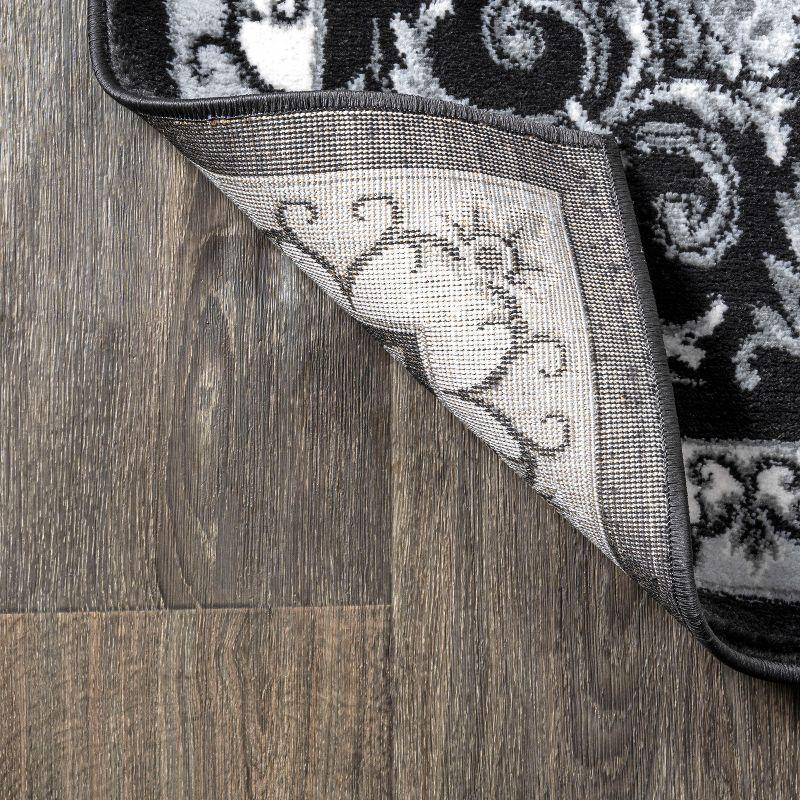 3'x 5' Acanthus French Border Area Rug, Black/Gray - JONATHAN Y