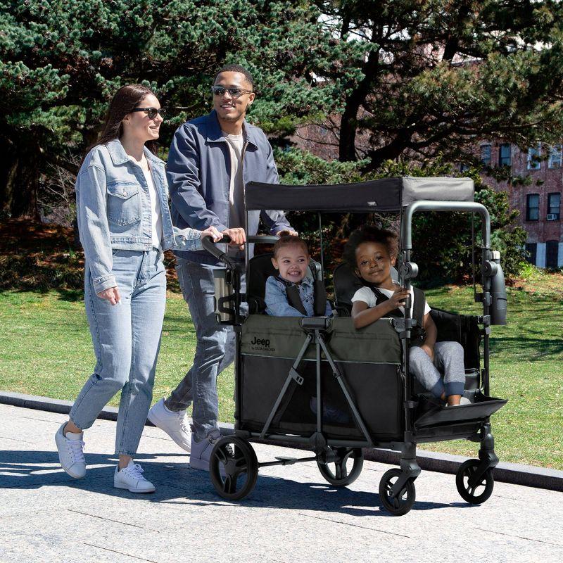 Double All-Terrain Black and Green Steel Stroller Wagon