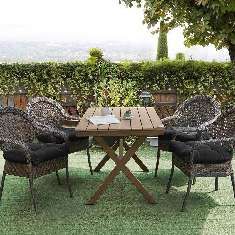 Patio Cushions Outdoor Chair Pads Thick Fiber Fill Tufted 19" x 19" Seat Cover, Black, 2 Pack