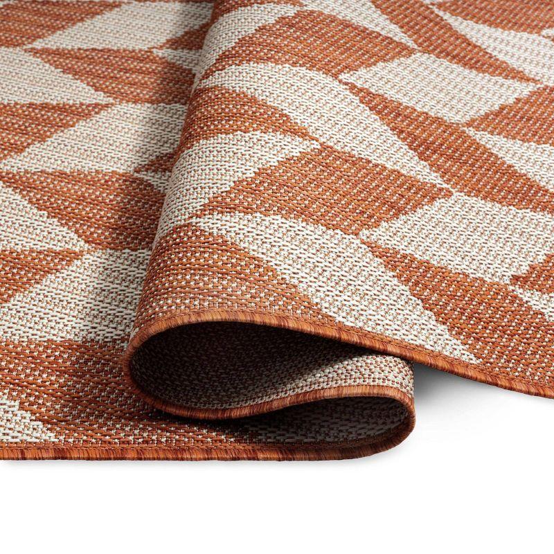 NICOLE MILLER NEW YORK Patio Country Calla Herringbone Indoor/Outdoor Area Rug, Orange/Ivory