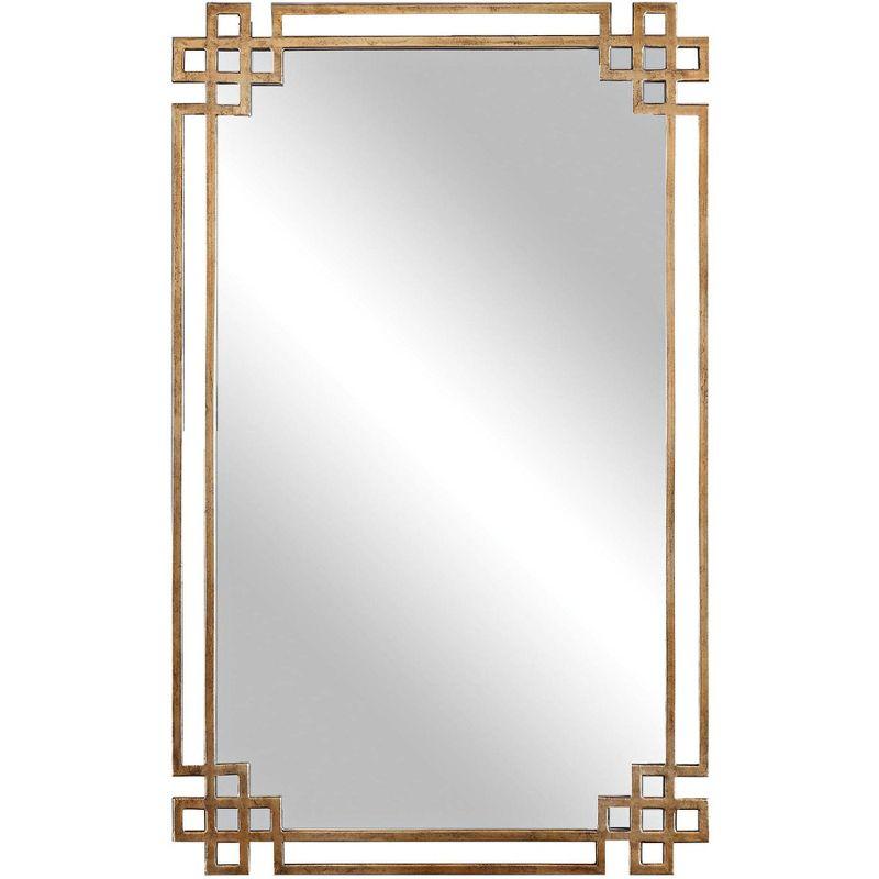 Uttermost Rectangular Vanity Accent Wall Mirror Industrial Plated Gold Metal Open Frame 23" Wide for Bathroom Bedroom Living Room