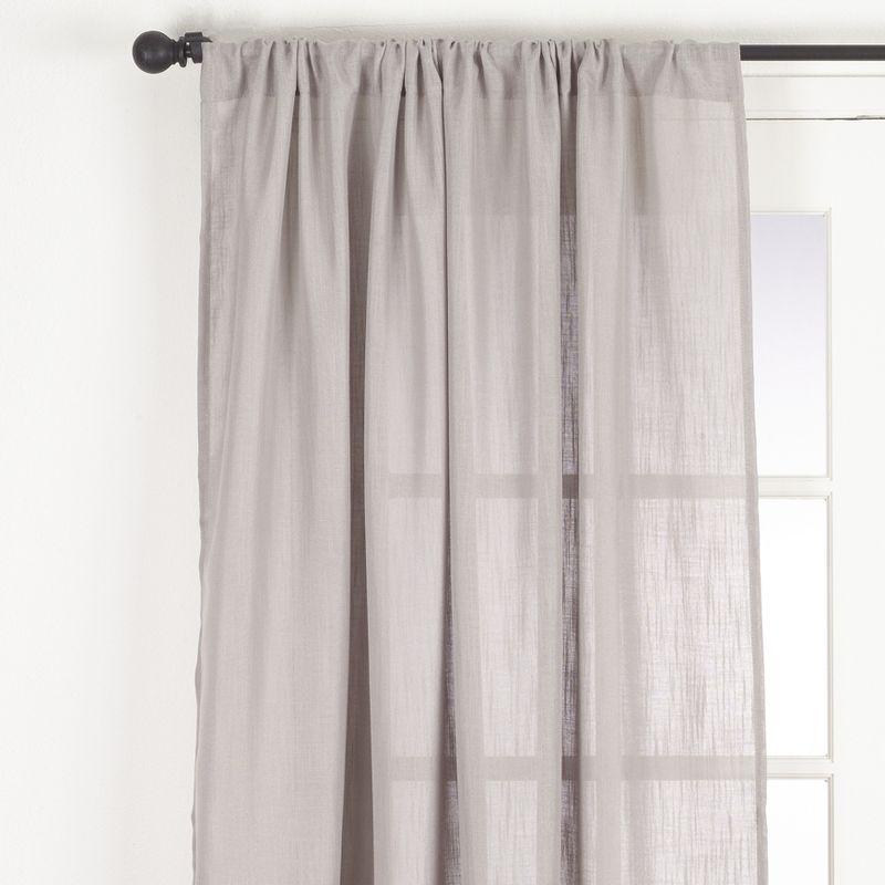 Saro Lifestyle Nali Collection Rod Pocket Semi Sheer Window Curtain Single Panel, 54"x108", Gray