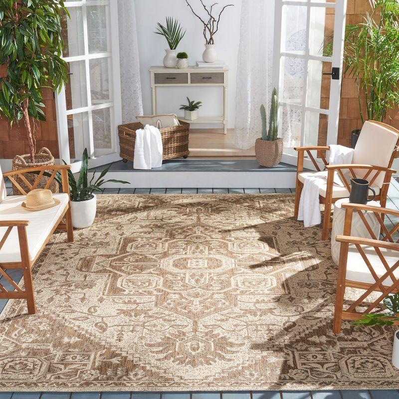 Beige and Cream Rectangular Synthetic Area Rug