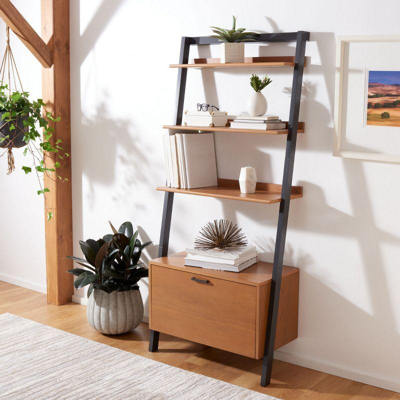 Vlad 3 Shelf 1 Door Etagere - ETG9405 - Natural/Charcoal - Safavieh