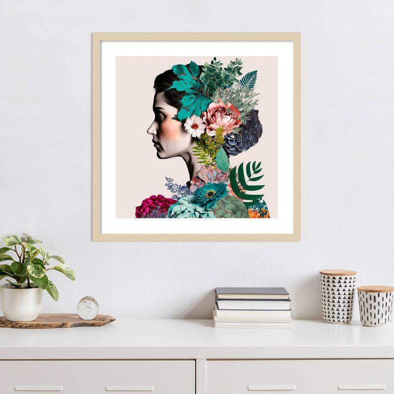 Svelte Natural Framed Floral Profile Abstract Print