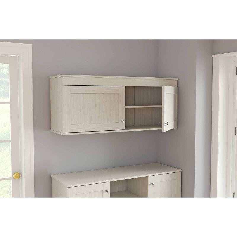 2 Doors Wall Mounted Buffet Cabinet White - Inval: Transitional Style, Adjustable Shelves, Melamine Finish