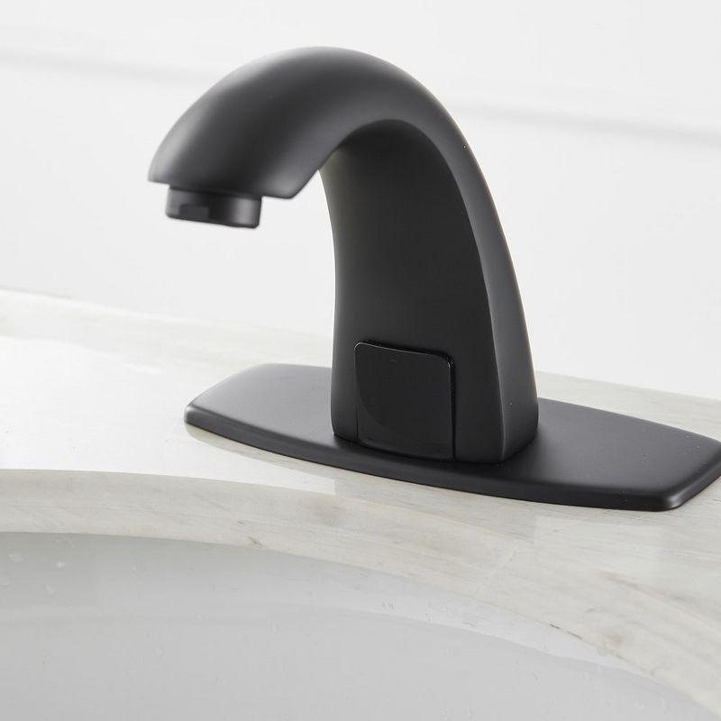 BWE DC Powered Commercial Touchless Single Hole Bathroom Faucet With Deck Plate & Pop Up Drain