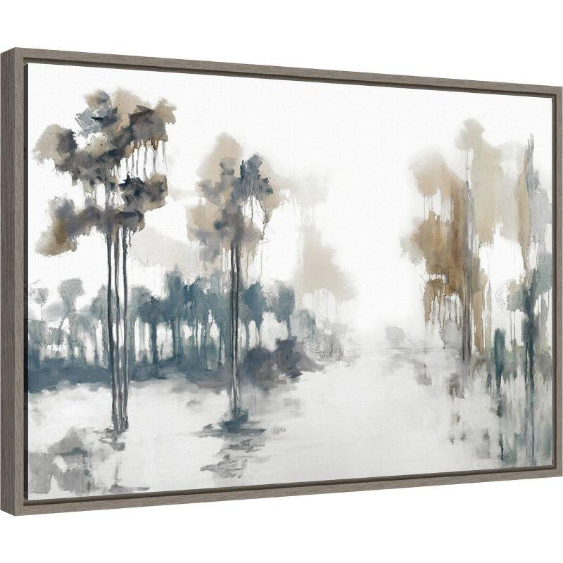 Amanti Art 23" x 16" Back Roads Forest And Fields by Jacqueline Ellens Framed Wall Canvas : Hand-Stretched, Sawtooth Back