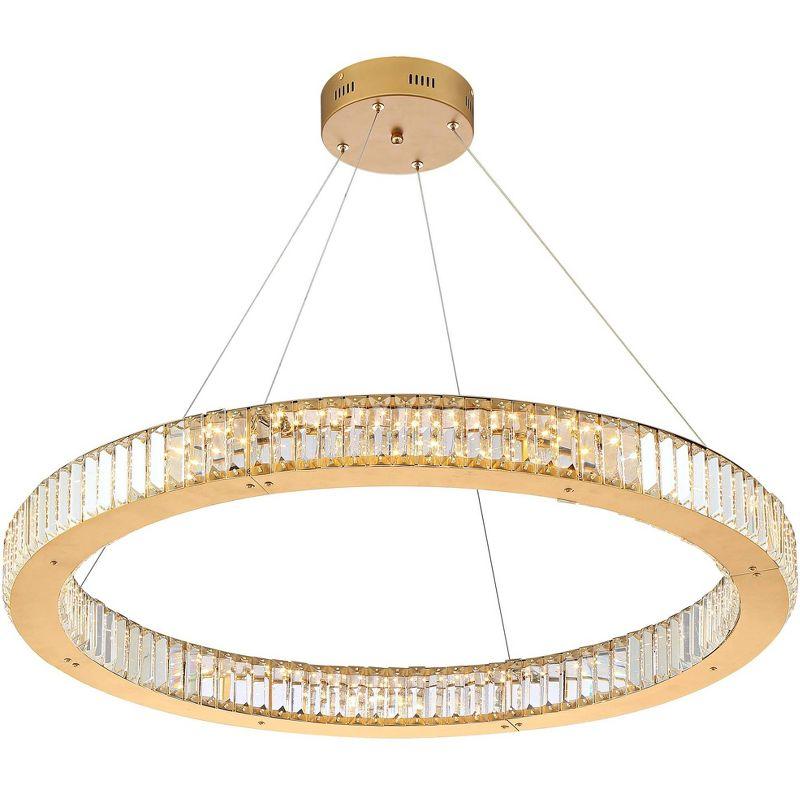 Possini Euro Design Vesta Gold Ring Pendant Light 35 1/2" Wide Modern LED Crystal Glass for Dining Room House Foyer Kitchen Island Entryway Bedroom