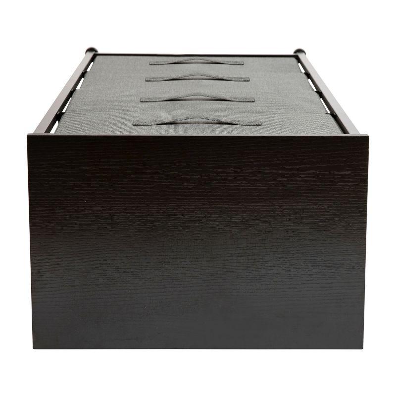 Emma and Oliver 4 Drawer Vertical Storage Dresser with Black Wood Top & Gray Fabric Pull Drawers