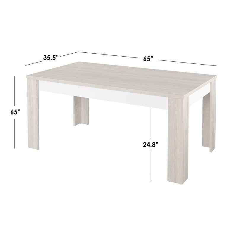 Mandy Dining Table Natural/White - Buylateral: 6-Person Kitchen Table, Melamine Top, Wood Frame, 65" Length
