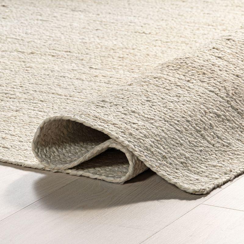 Nuloom 10 Square Rigo Jute Hand Woven Indoor Area Rug, Off White, Solid Farmhouse Design, Natural Fiber Bedroom, Living Room, Kitchen,