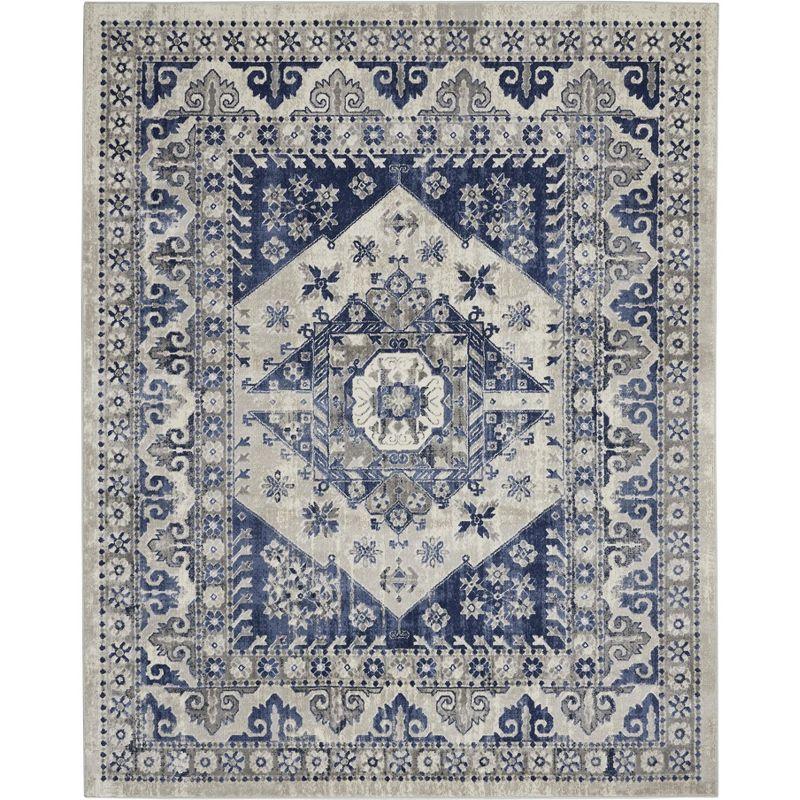 Ivory Blue Cyrus 8' x 10' Synthetic Reversible Area Rug