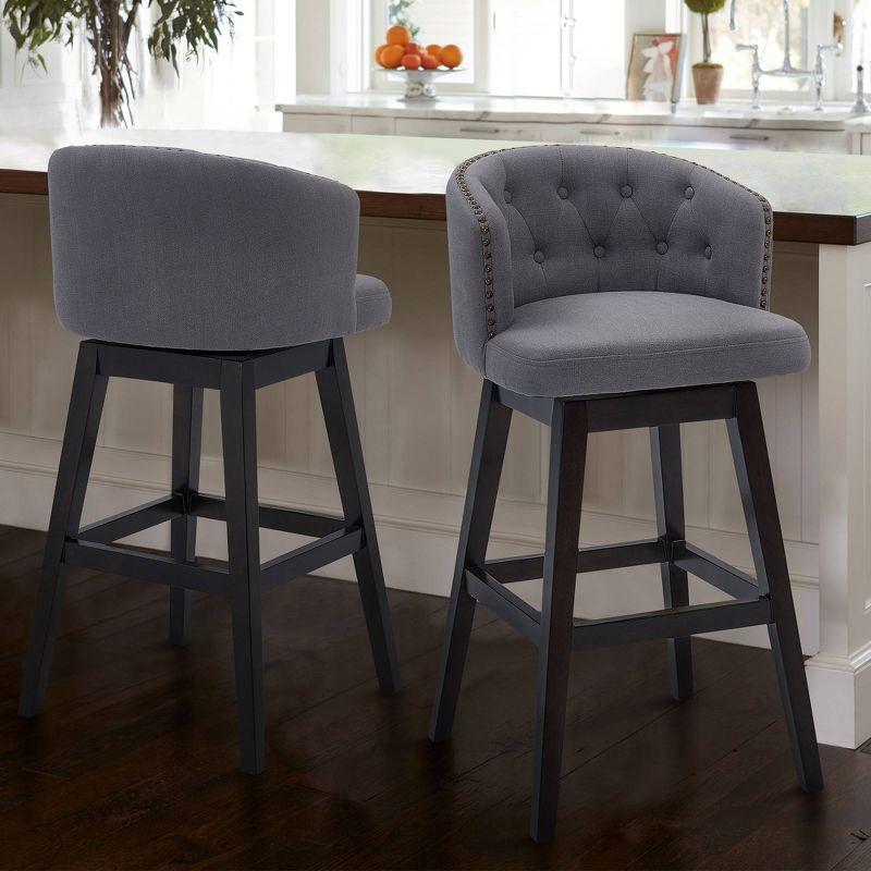 26" Celine Fabric Wood Swivel Tufted Counter Height Barstool - Armen Living