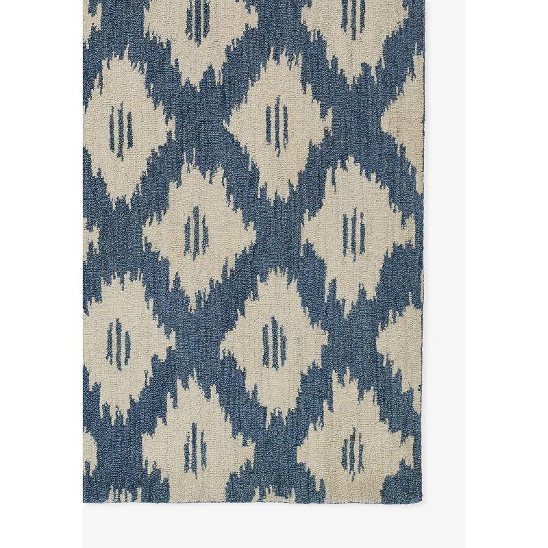 Momeni 3'6"x5'6" Leiden Ikat Huxley Handtufted Area Rug Slate Blue: Wool, Medium Pile, Classic Pattern, Indoor Use