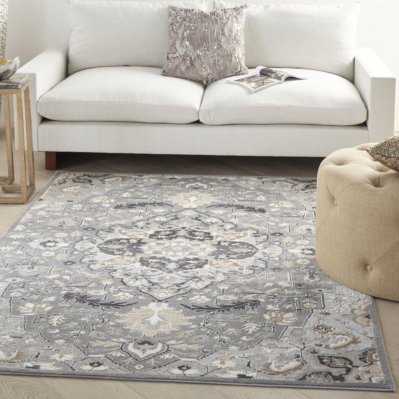 Nourison Elation Floral Medallion Indoor Rug Grey 7'10" x 9'10"
