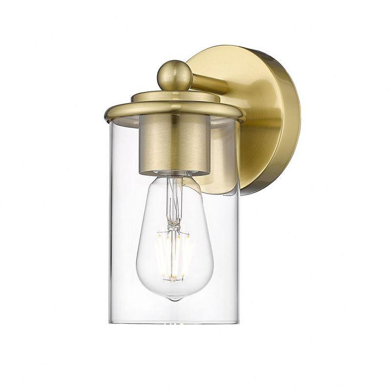 Luxe Gold Dimmable Cylinder Wall Sconce with Clear Glass