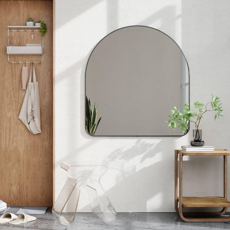 34" x 36" Hubba Arched Mirror Metallic Titanium - Umbra: Modern Oval Wall Mount, No Assembly, Steel Frame