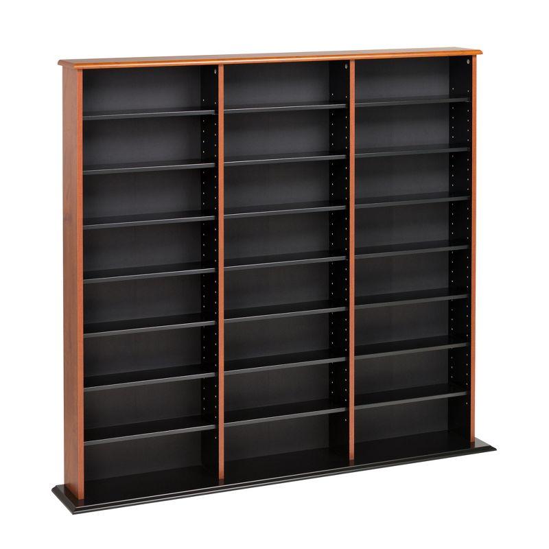 Prepac Triple Width Wall Storage Cherry & Black : Holds 960 CDs, 405 DVDs, Adjustable 24 Shelves
