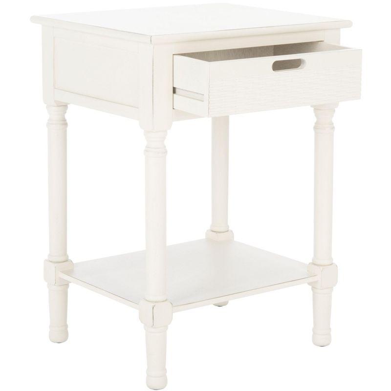 Landers Farmhouse Chic Distressed White 1-Drawer Accent Table