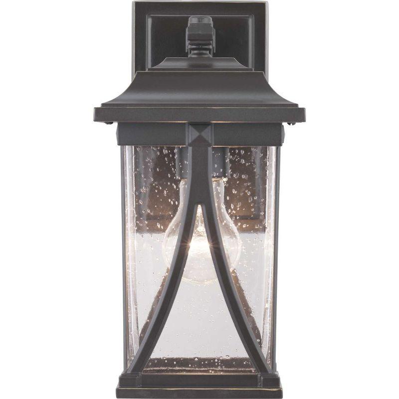 Progress Lighting Abbott 1-Light Outdoor Wall Lantern in Antique Bronze with Clear Seeded Glass Shade