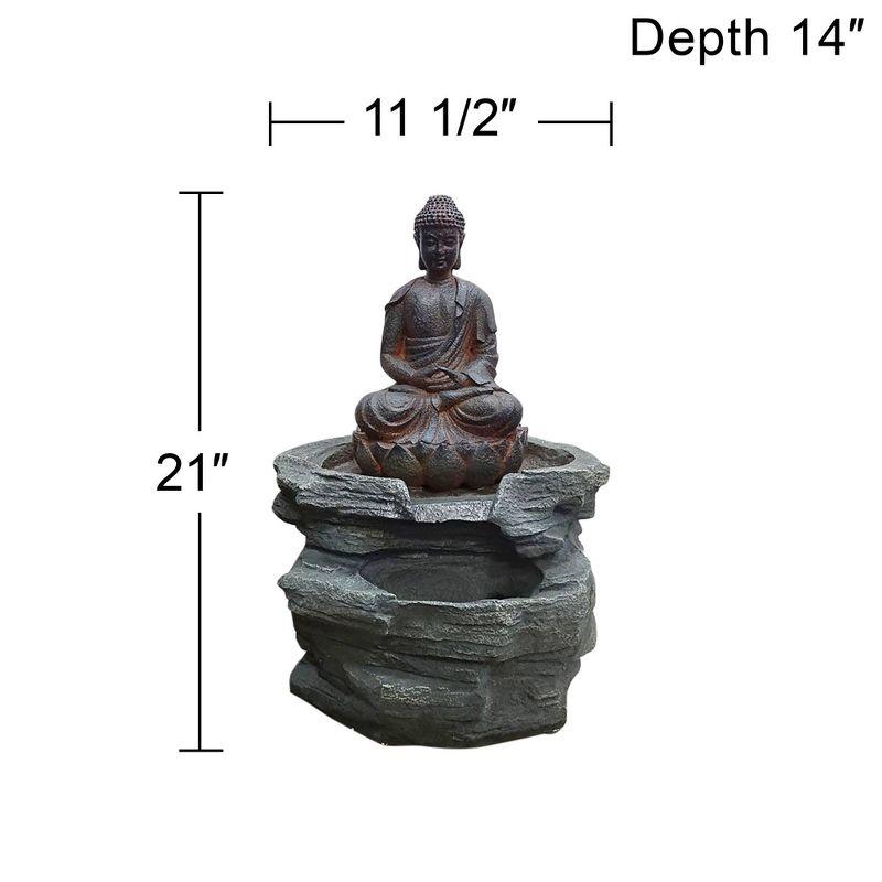 John Timberland Rustic Zen Buddha Outdoor Floor Water Fountain with Light LED 21" High Sitting for Yard Garden Patio Deck Home