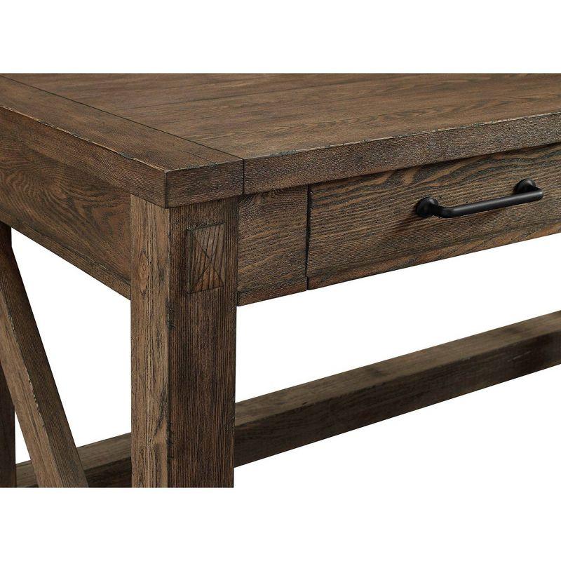 Avondale Rustic Writing Desk Brown - Martin Furniture: Oak Finish, Timber Legs, Metal Hardware, 58" Width