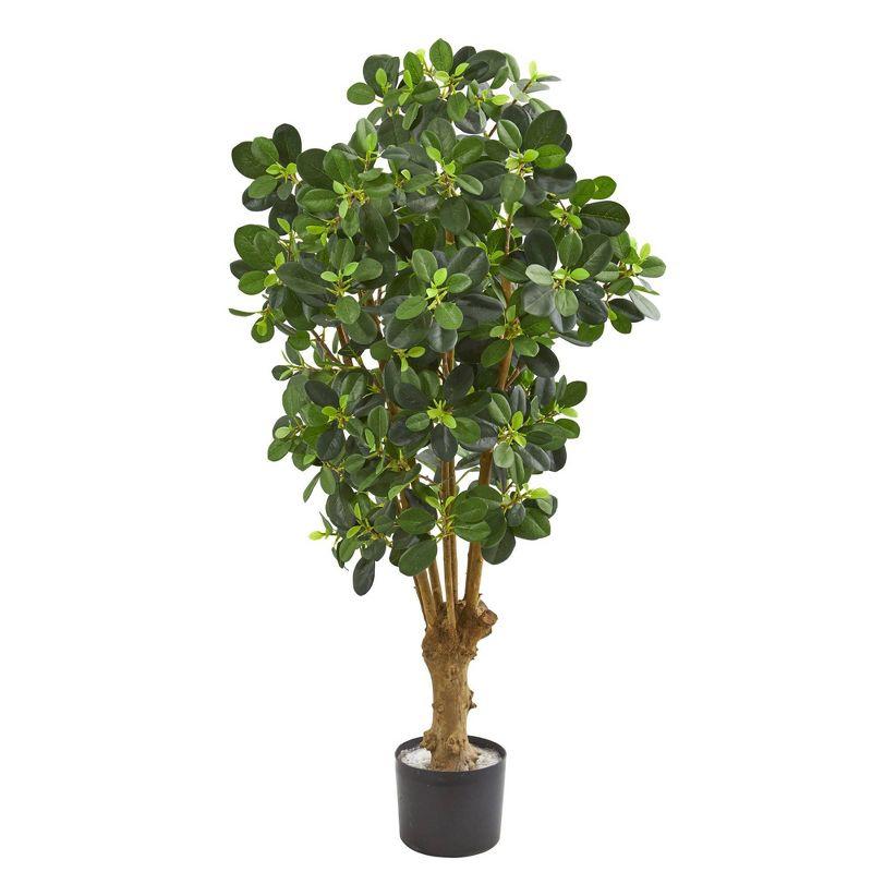 3ft Green Silk and Plastic Potted Ficus Tree