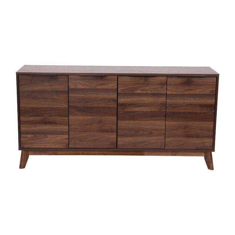 Flash Furniture 60" Buffet Cabinet with 4 Soft Close Doors and Adjustable Shelves - Dark Walnut