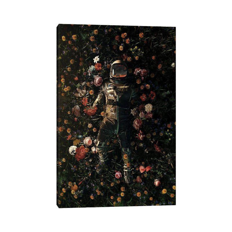 Astronaut in Floral Field Giclée Canvas Wall Art