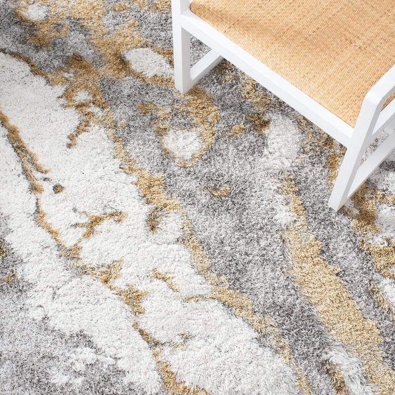 Horizon Shag 800 HZN890 Machine Made Area Rug - 5'3"x7'7" - Grey/Gold - Safavieh