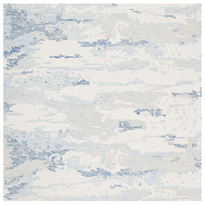 Abstract ABT465 Handmade Indoor Area Rug - Ivory/Blue - 6'x6' - Safavieh