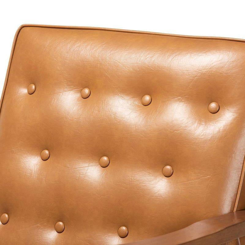 Sorrento Mid-Century Faux Leather Upholstered Wood Lounge Chair Walnut/Brown - Baxton Studio