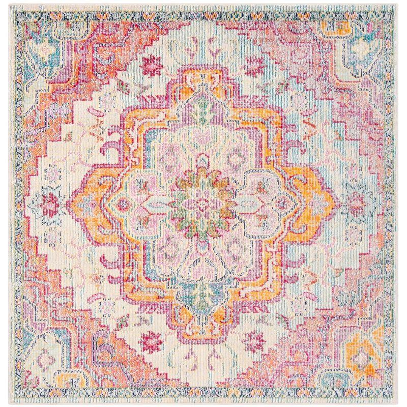 Crystal CRS501 Loomed Indoor Area Rug - Light Blue/Fuchsia - 7'x7' - Safavieh