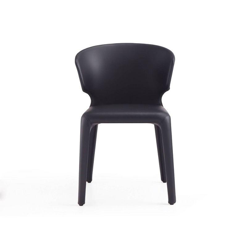 Set of 2 Conrad Faux Leather Dining Chairs Black - Manhattan Comfort: Mid-Century Modern, Metal Frame, Contoured Back