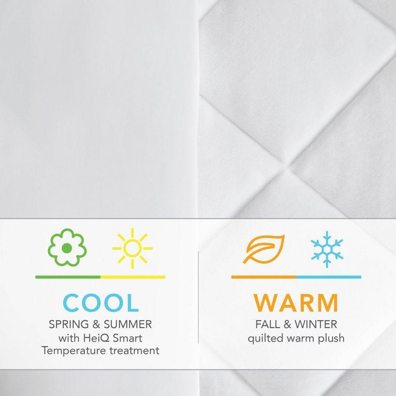 Full 2-in-1 Cool/Warm Reversible Waterproof and Stain Release Mattress Pad White: Microfiber, TESTEX Certified