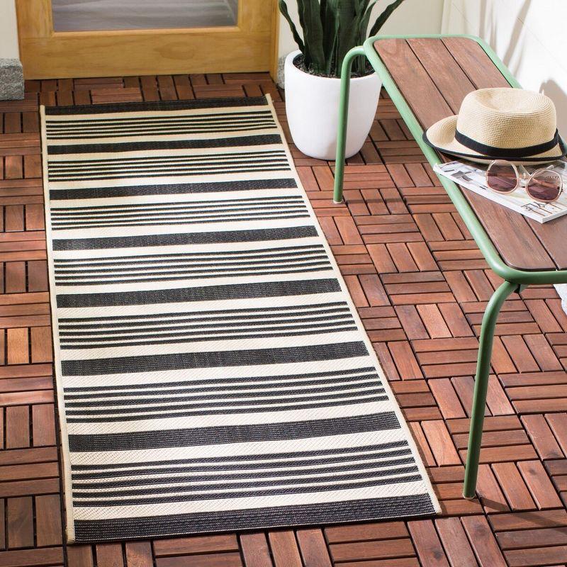 Courtyard CY6062 Power Loomed Indoor/Outdoor Runner Rug - Black/Bone - 2'3"x6'7" - Safavieh.