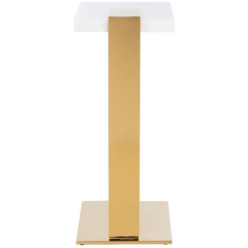 Elegant White Marble and Brass Square Drink Table