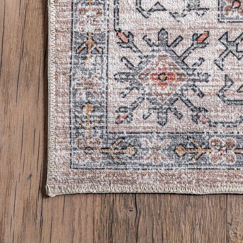 Nuloom Finley Pet Friendly Machine Washable Vintage Distressed Area Rug, 4' x 6', Beige