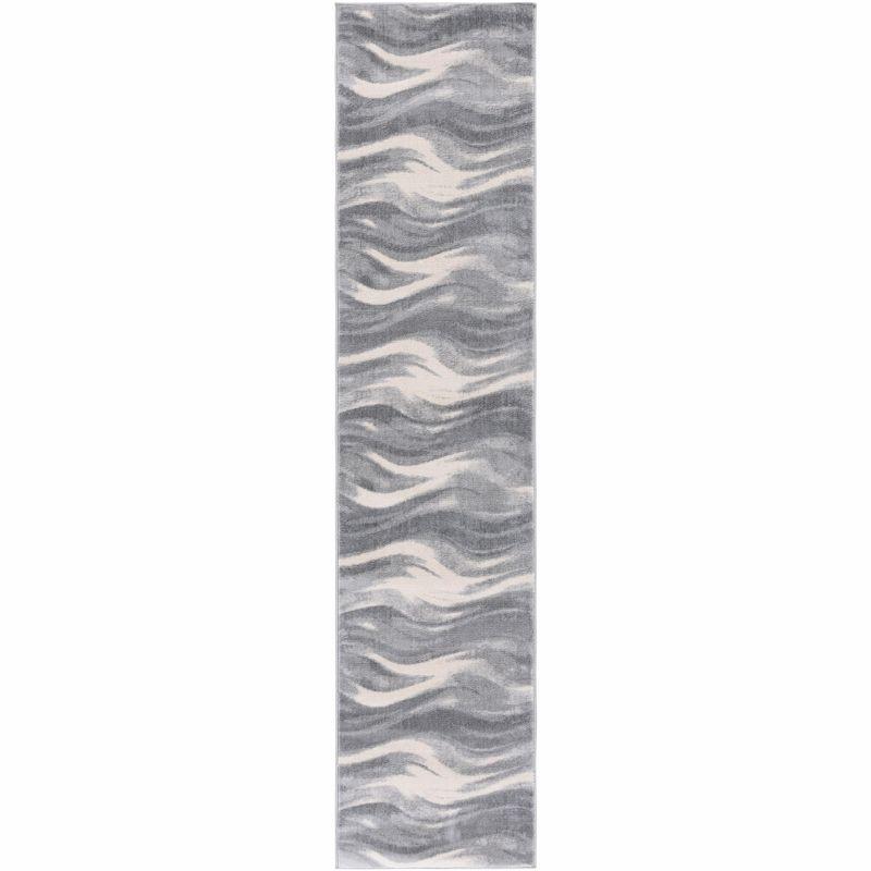 Contemporary Jasper Ivory Abstract 2' x 9' Synthetic Runner Rug