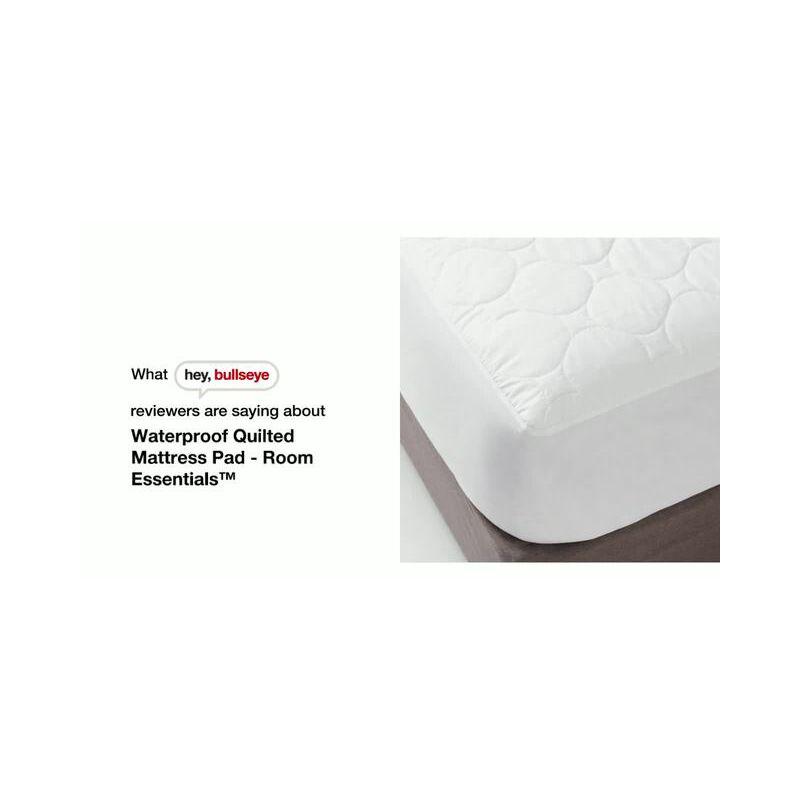 Queen Machine Washable Quilted Mattress Pad - Room Essentials™: Polyester Microfiber, STANDARD 100 by OEKO-TEX Certified