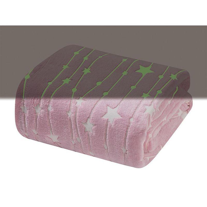 Plazatex Star Light Soft & Cozy Glow in the Dark Throw Blanket Ideal for Bedroom & Living Room Decor 50"x60" Pink