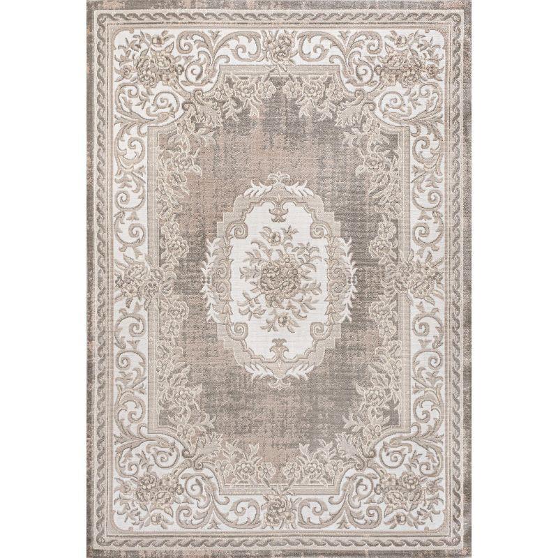 Handmade Reversible Gray/Ivory Medallion Synthetic 3x5 Area Rug