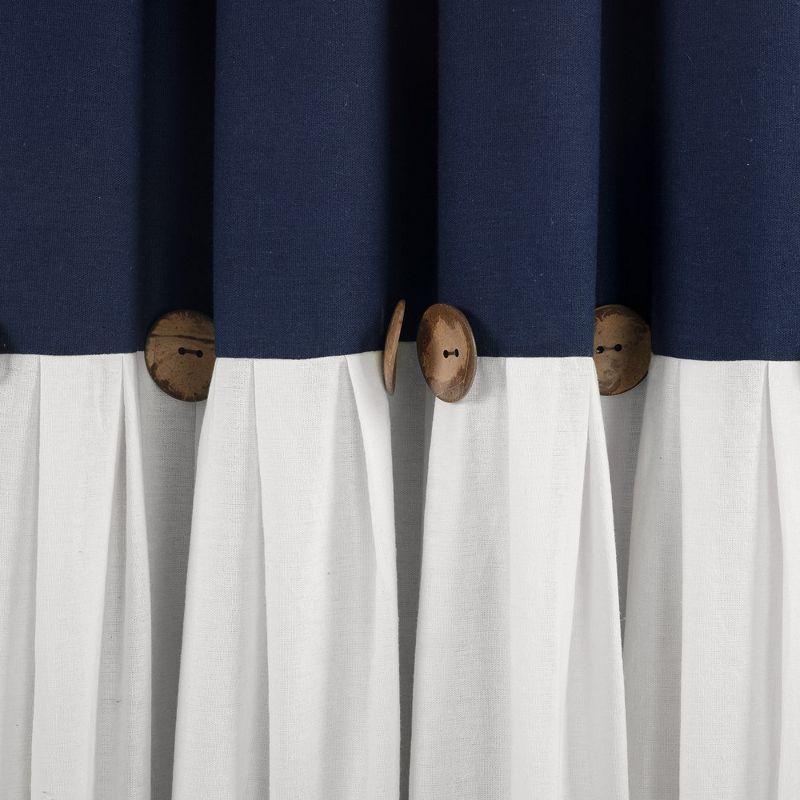 Lush Decor Linen Button Cotton Blend Blackout Thermal Rod Pocket Single Curtain Panel
