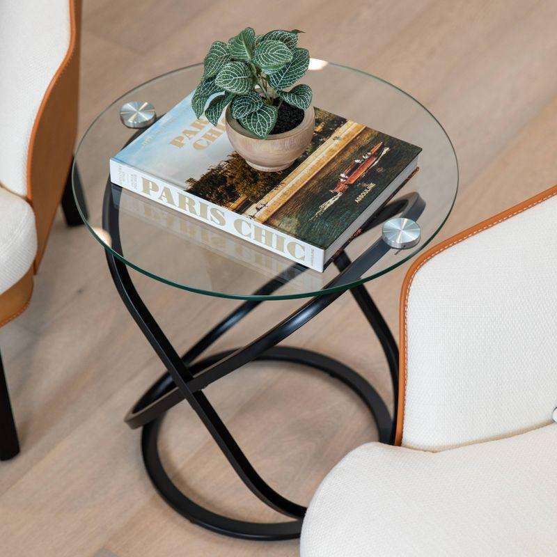 20.5" Round Galaxy Clear Tempered Glass End Table - Danya B.