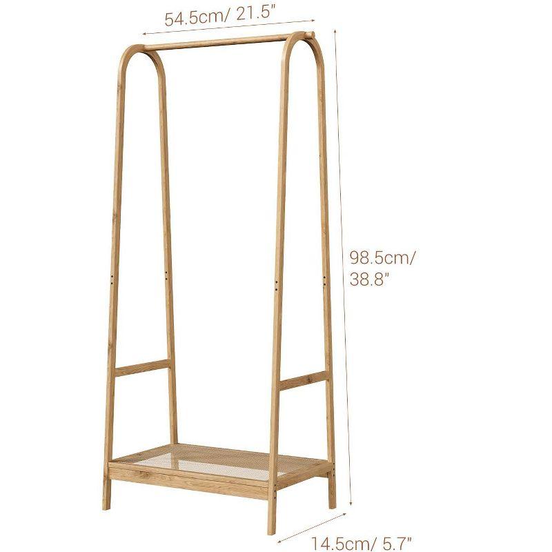 Garvee Bamboo Freestanding Garment Rack, Clothing Rack with Storage Shelf for Bedroom, Balcony, Clothes Store, Clothing Storage Organizer, Natural