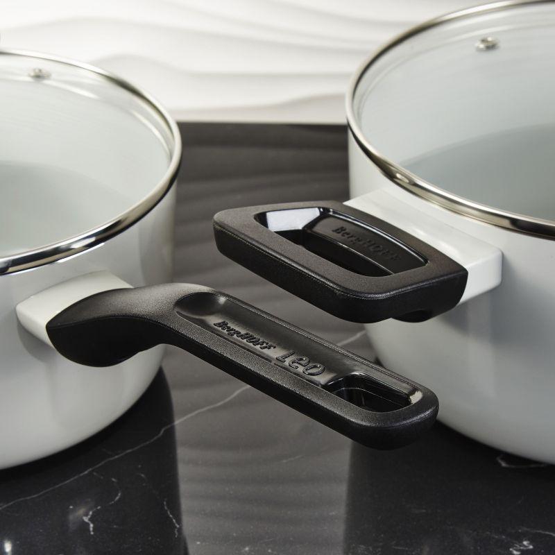 BergHOFF Leo Glints Nonstick Ceramic 7Pc Cookware Set with Glass Lids, Recycled Aluminum, Spirit