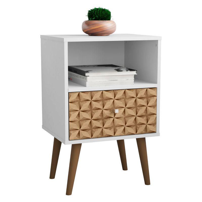 Liberty 1.0 White Solid Wood Mid-Century Modern Nightstand