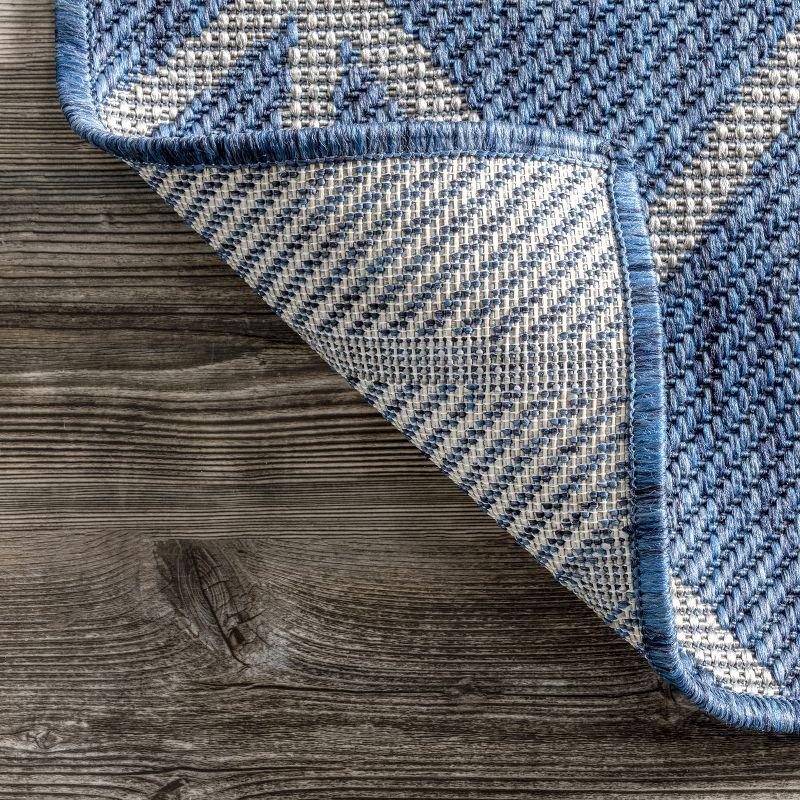 Modern Geometric Blue Synthetic 8' x 10' Indoor/Outdoor Area Rug