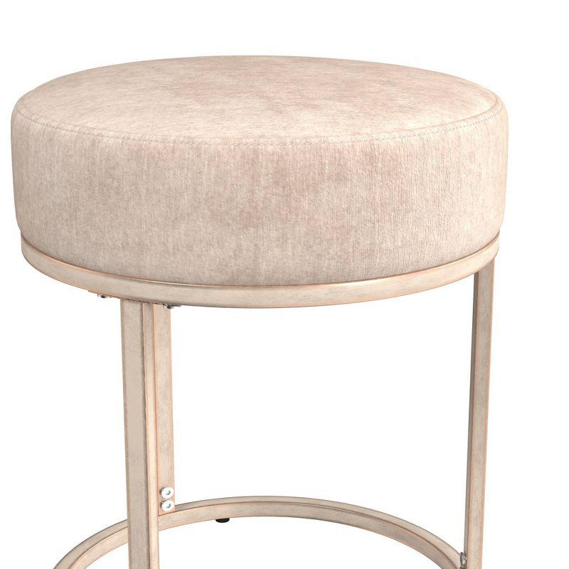 18" Swanson Backless Upholstered Metal Vanity Stool Bone White - Hillsdale Furniture: Round Padded Seat, Modern Design